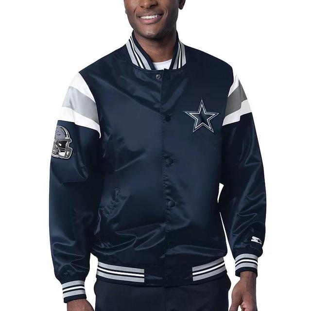 Mens Starter Dallas Cowboys Satin Varsity Full-Snap Jacket Blue Product Image