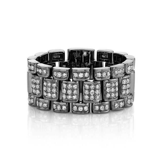 MEN'S DIAMOND PARTIAL PAVE RAIL LINK RING, 10mm Male Product Image