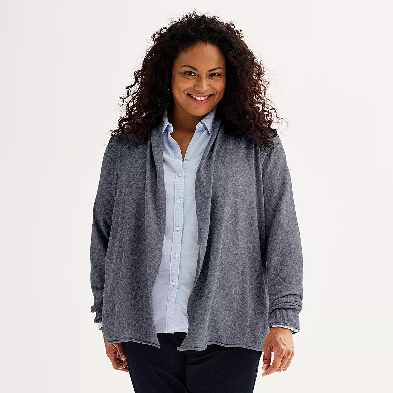 Plus Size Croft & Barrow The Extra Soft Closureless Cardigan, Womens Gray Grey Product Image