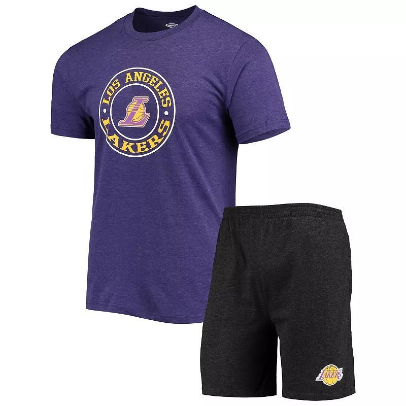 Mens Concepts Sport /Purple Los Angeles Lakers T-Shirt & Shorts Sleep Set Product Image