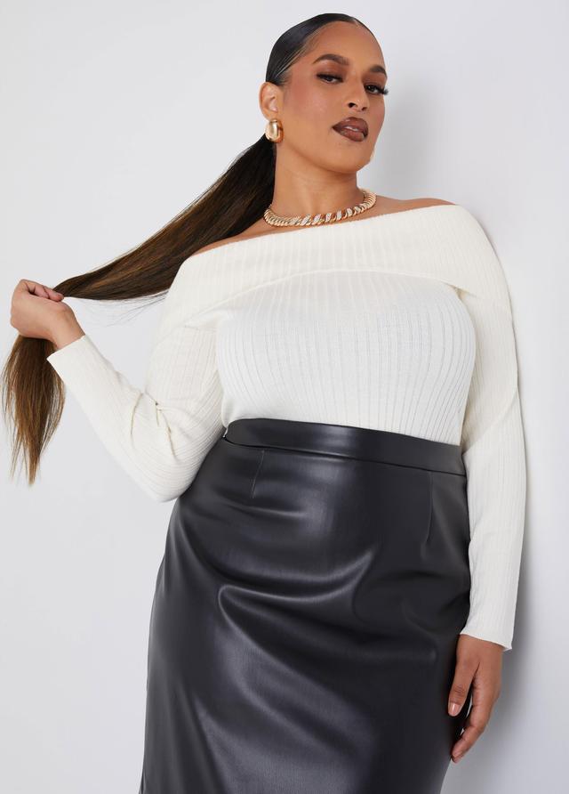 Off The Shoulder Ribbed Sweater Product Image