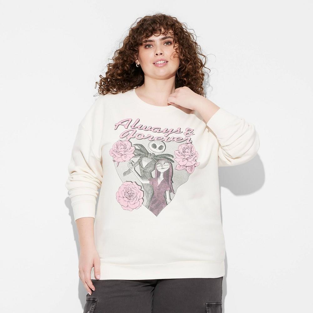 Womens Jack and Sally Always & Forever Graphic Sweatshirt - White Product Image