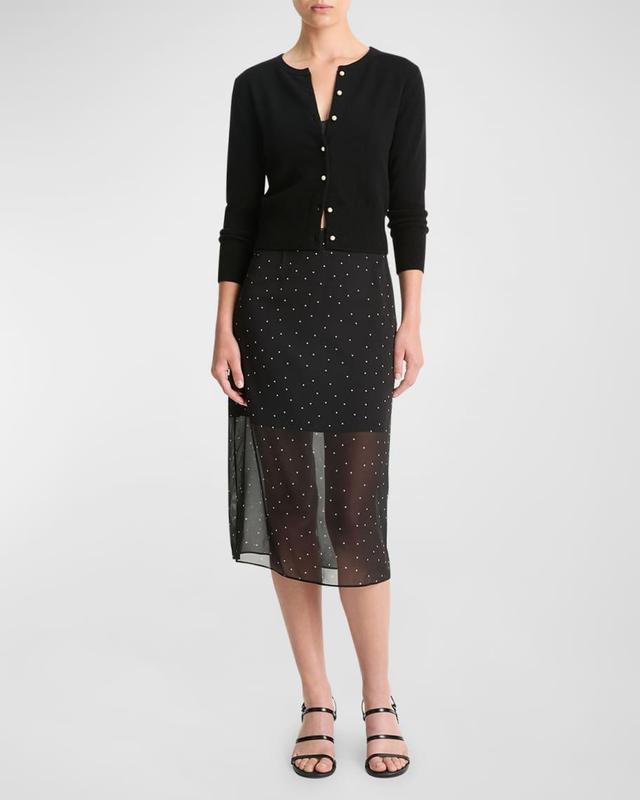 Sheer Dot-Print Overlay Midi Skirt Product Image