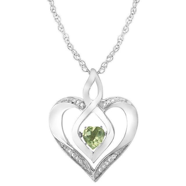 Sterling Silver Gemstone & Diamond Accent Heart Pendant Necklace, Womens Peridot Product Image