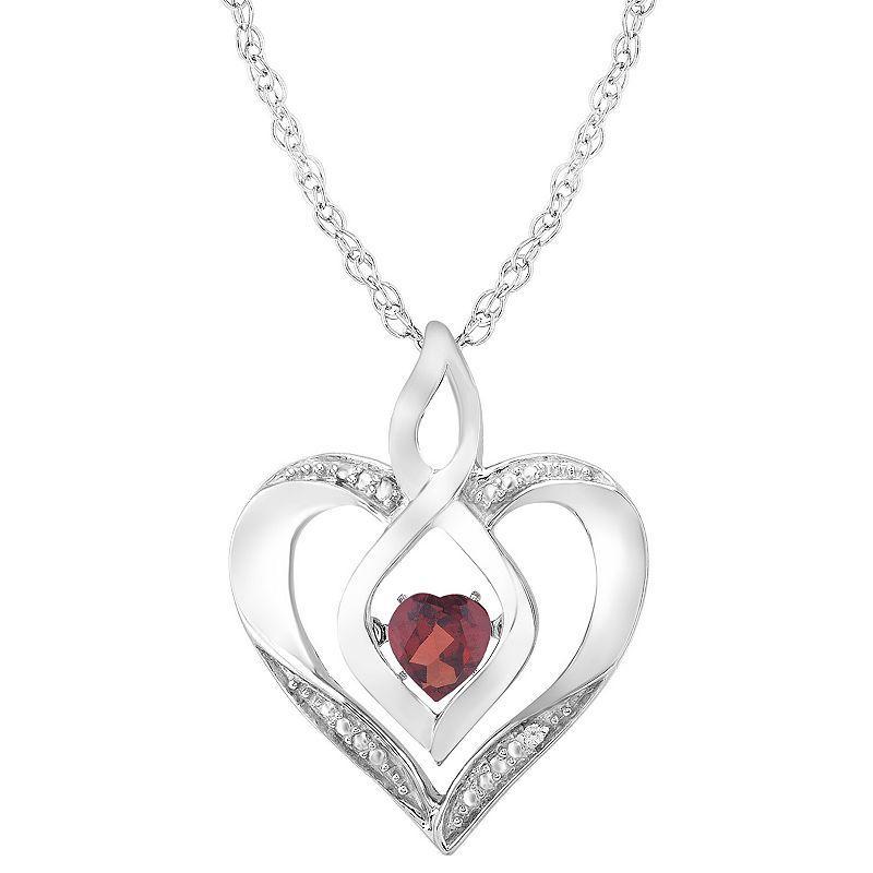 Sterling Silver Gemstone & Diamond Accent Heart Pendant Necklace, Womens Green Product Image