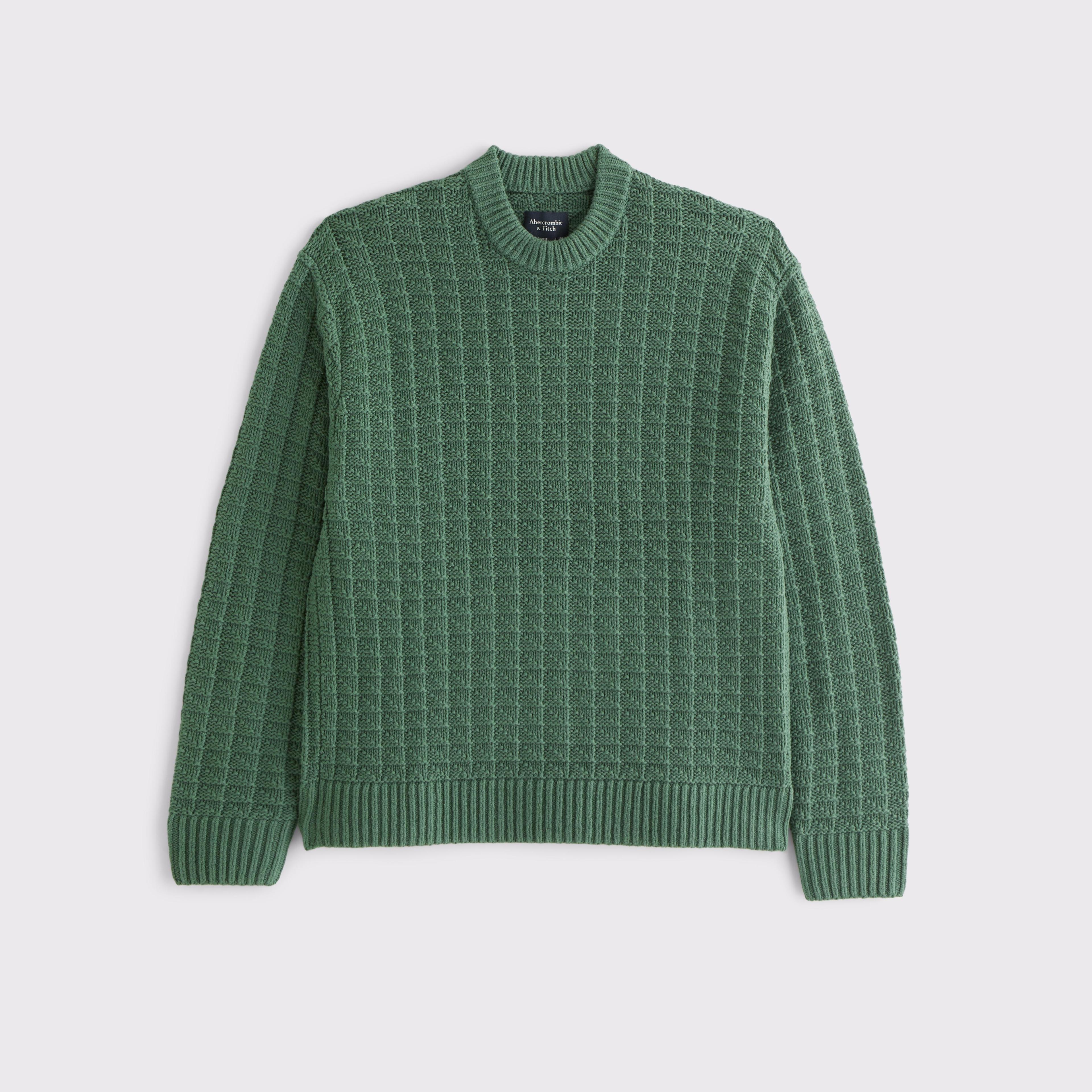 Oversized Checkered Stitch Crew Sweater Product Image