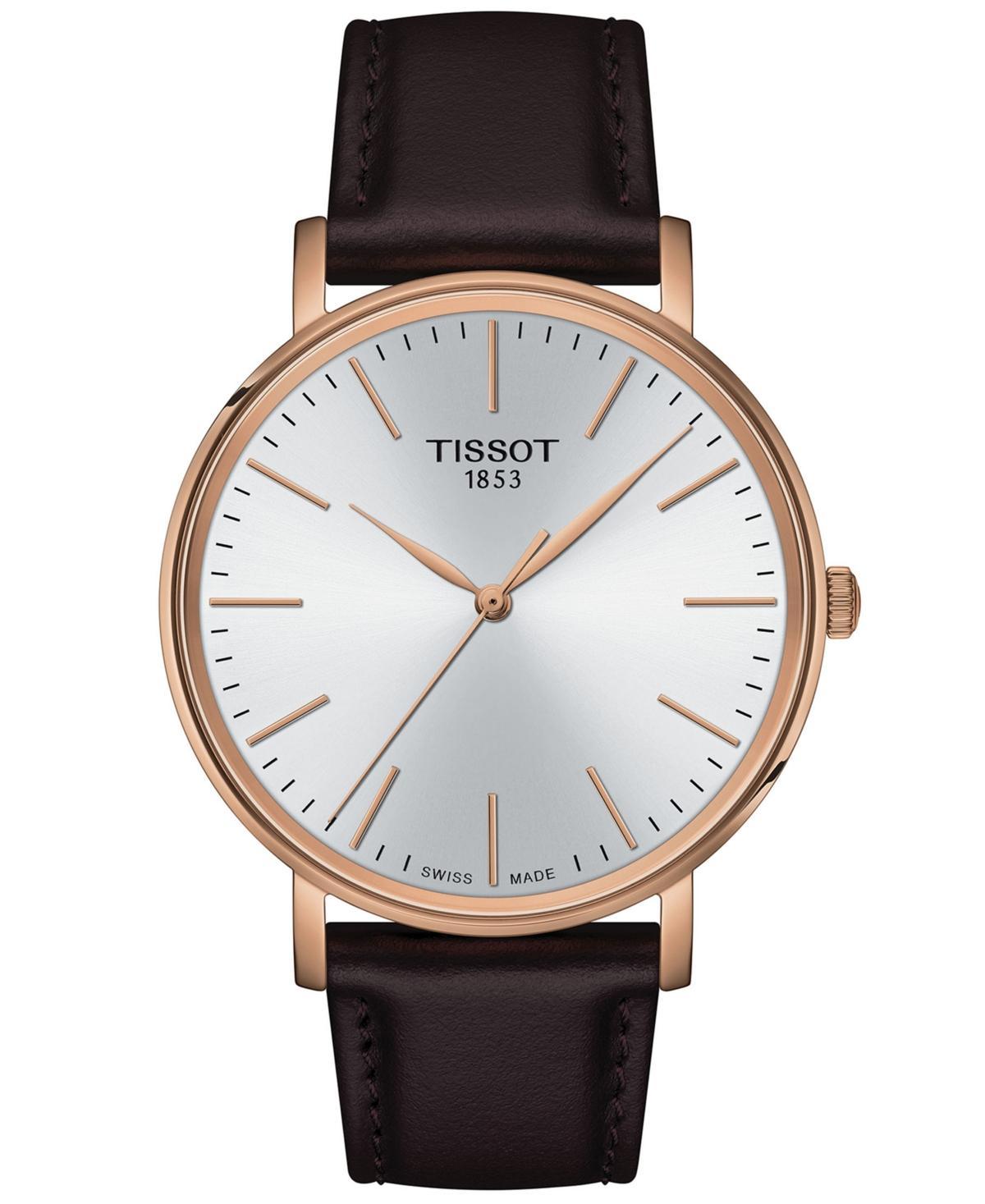 Tissot Mens Everytime Quartz Analog Brown Leather Strap Watch Product Image