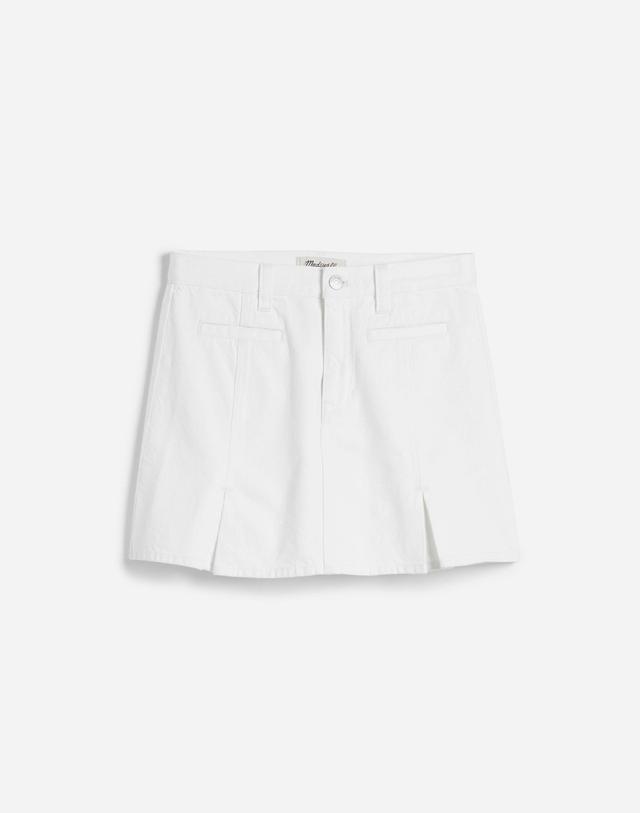 Denim Pleated Mini Skirt in Tile White Product Image