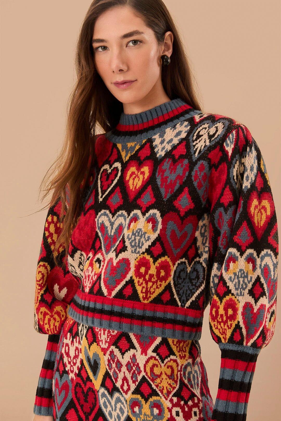 Black Hearts Ikat Knit Sweater product image