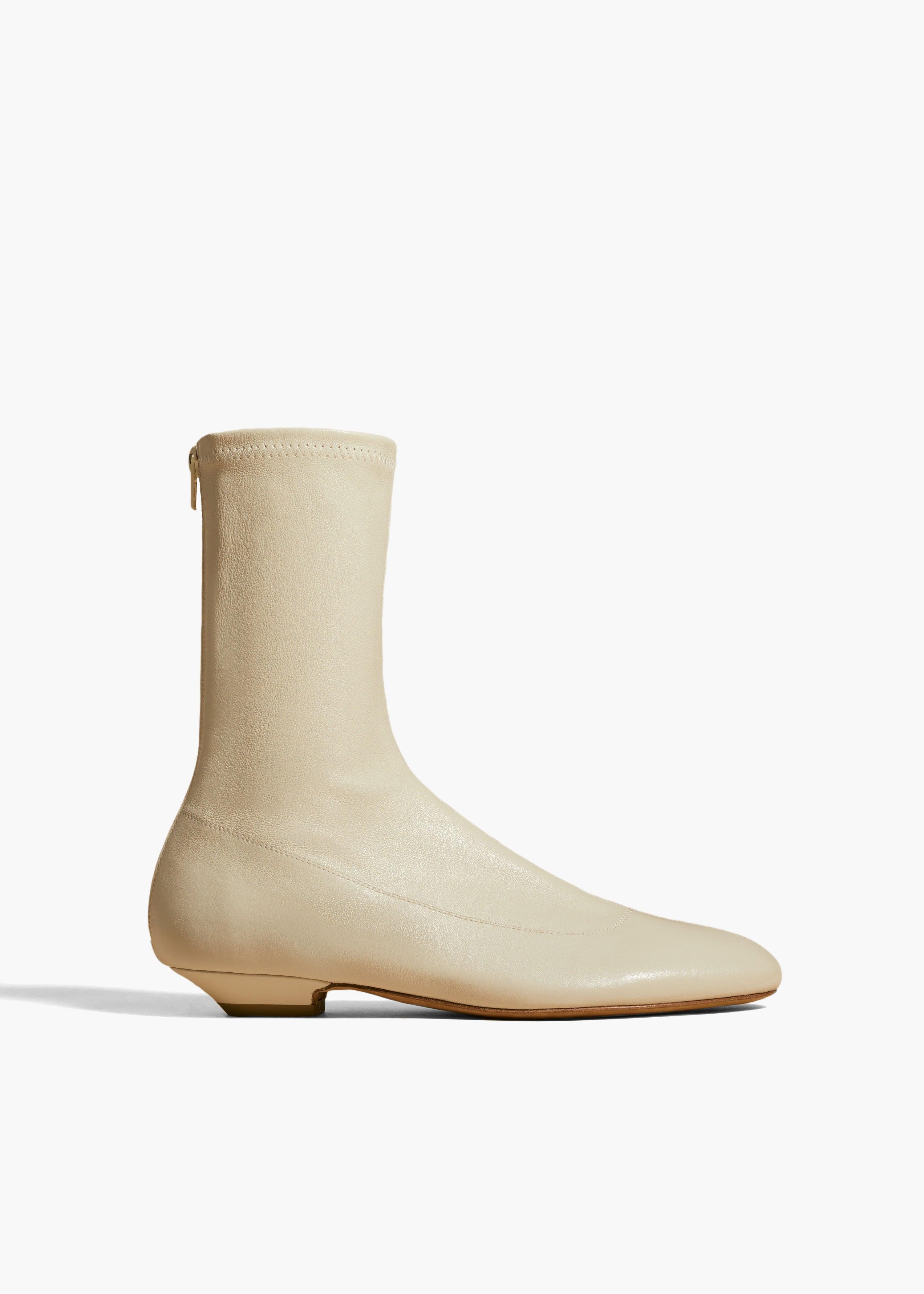 Apollo Flat Ankle Boot in Off-White Leather Product Image