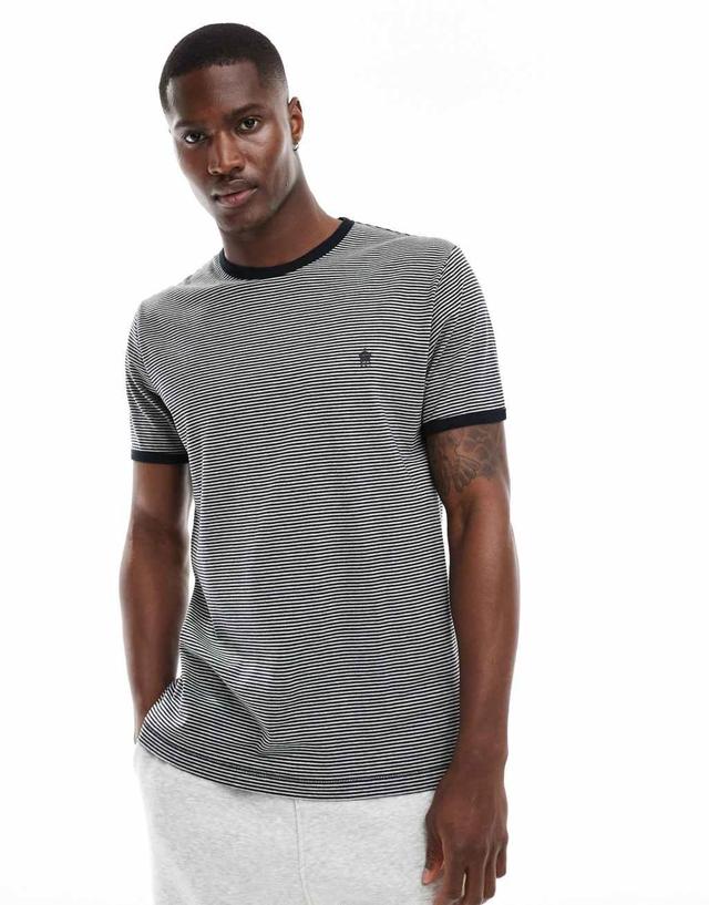 French Connection small stripe yarn dye T-shirt in navy & light gray melange Product Image