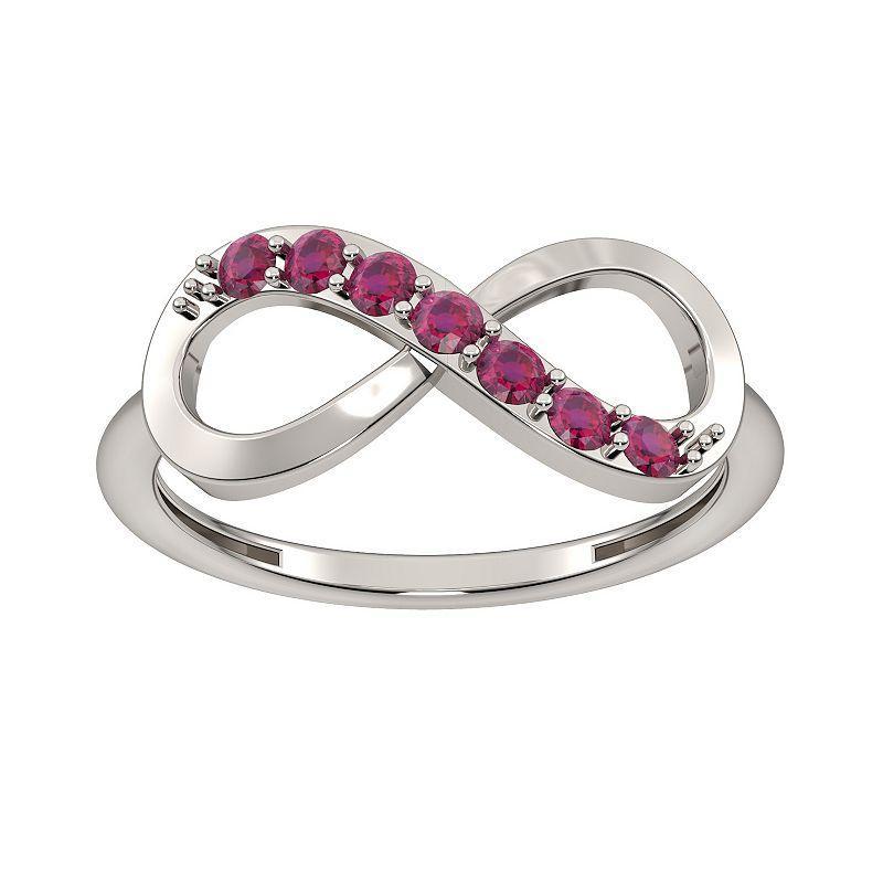 Sterling Silver Lab-Created Ruby Infinity Right Hand Ring, Womens Product Image