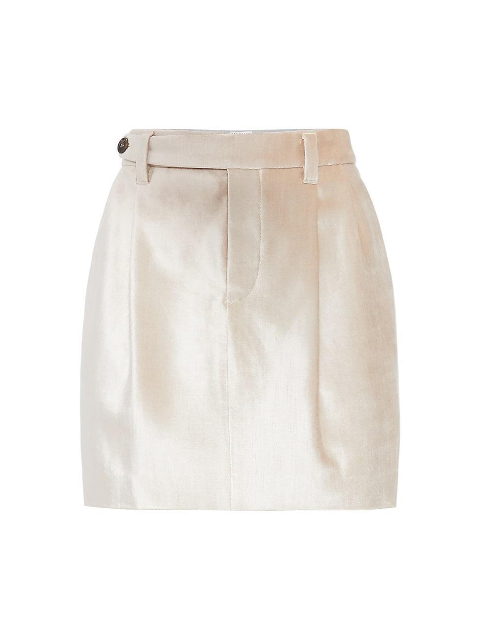 Womens Cotton and Viscose Sleek Velvet Sartorial Mini Skirt Product Image