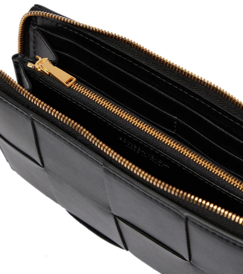 BOTTEGA VENETA Intreccio Leather Wallet In Black-gold Product Image