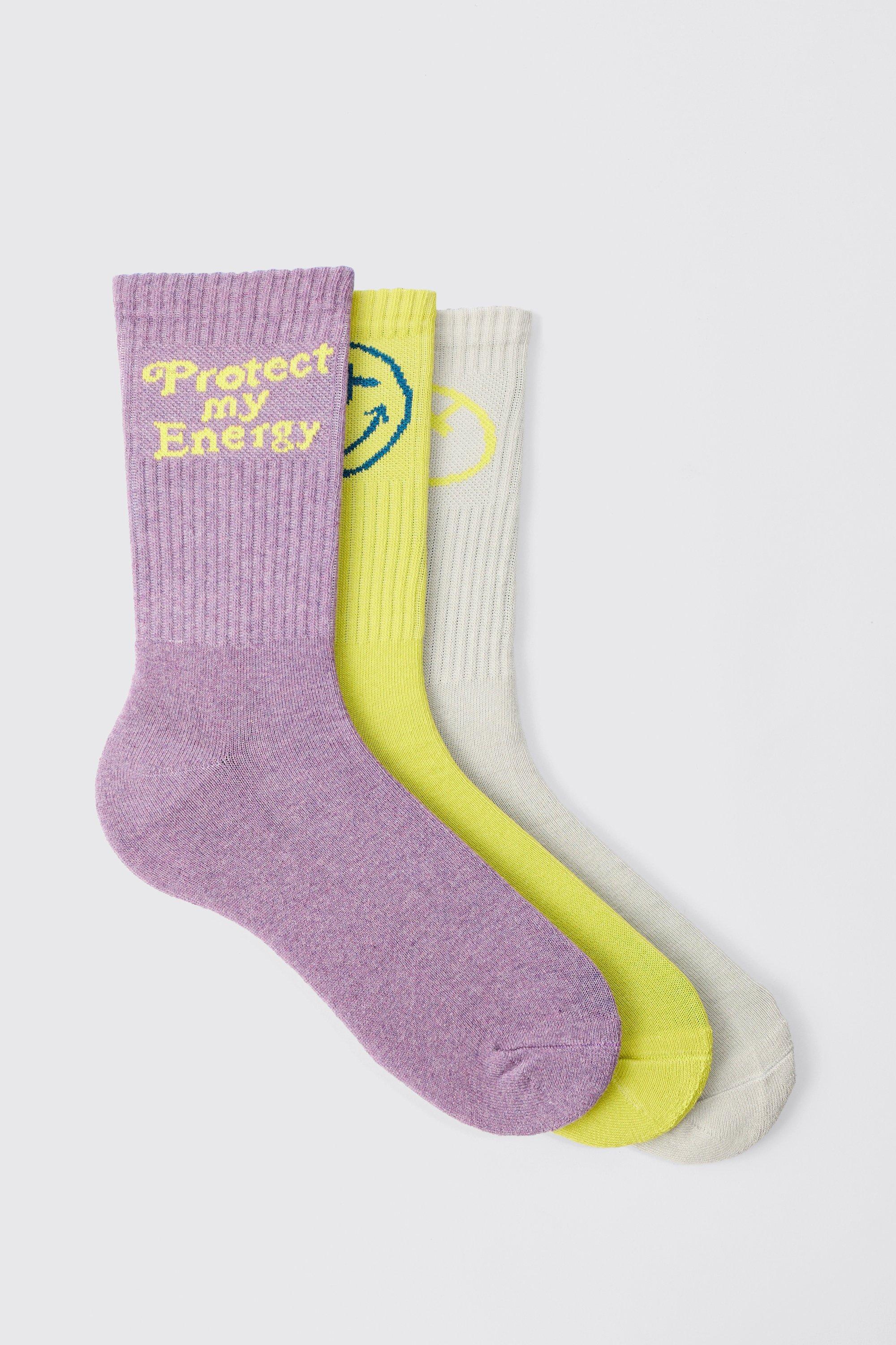 3 Pack Graphic Socks | boohooMAN USA Product Image