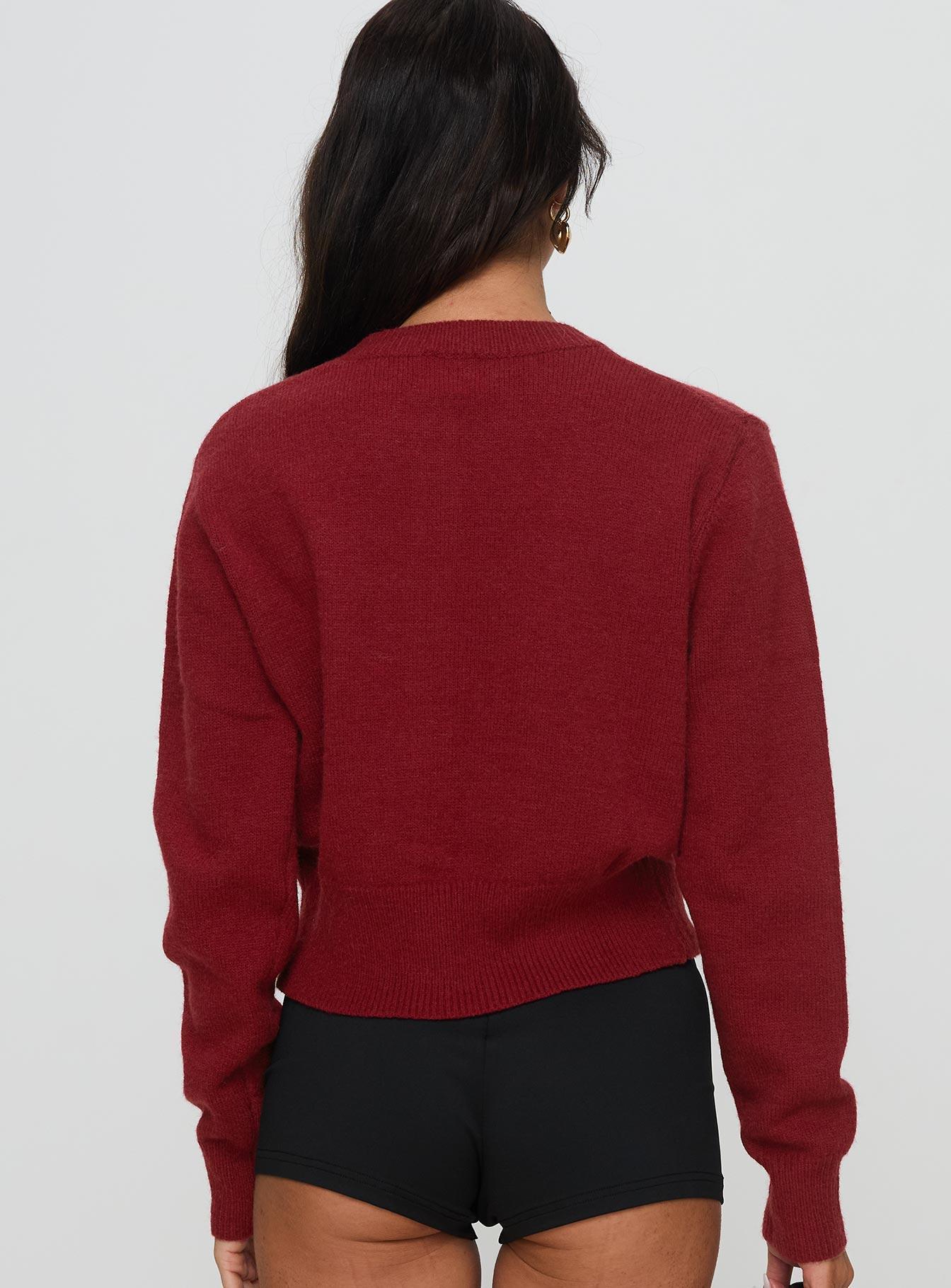 With A Bow Cardigan Red Product Image