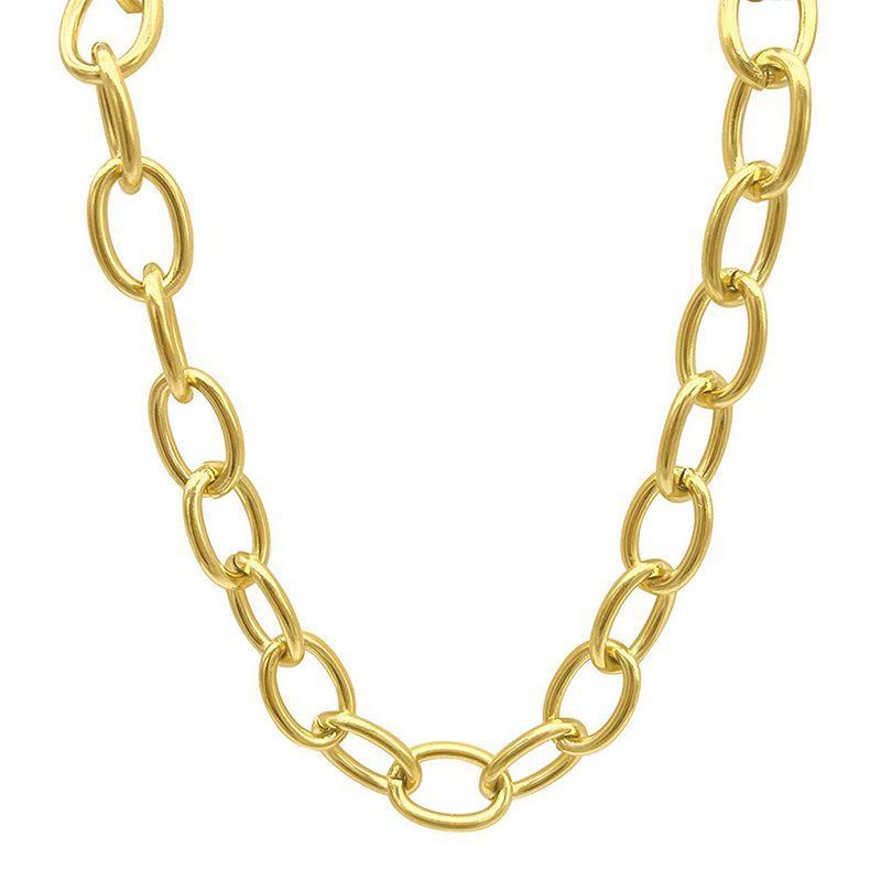 Adornia 14k Gold Plated Oval Link Chain Necklace, Womens Gold Tone Product Image