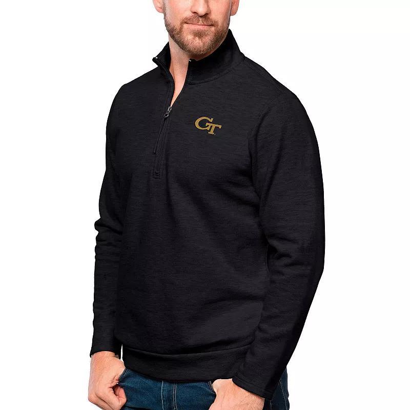 Mens Antigua Heather Black Delaware Fightin Blue Hens Gambit Quarter-Zip Pullover Top Product Image