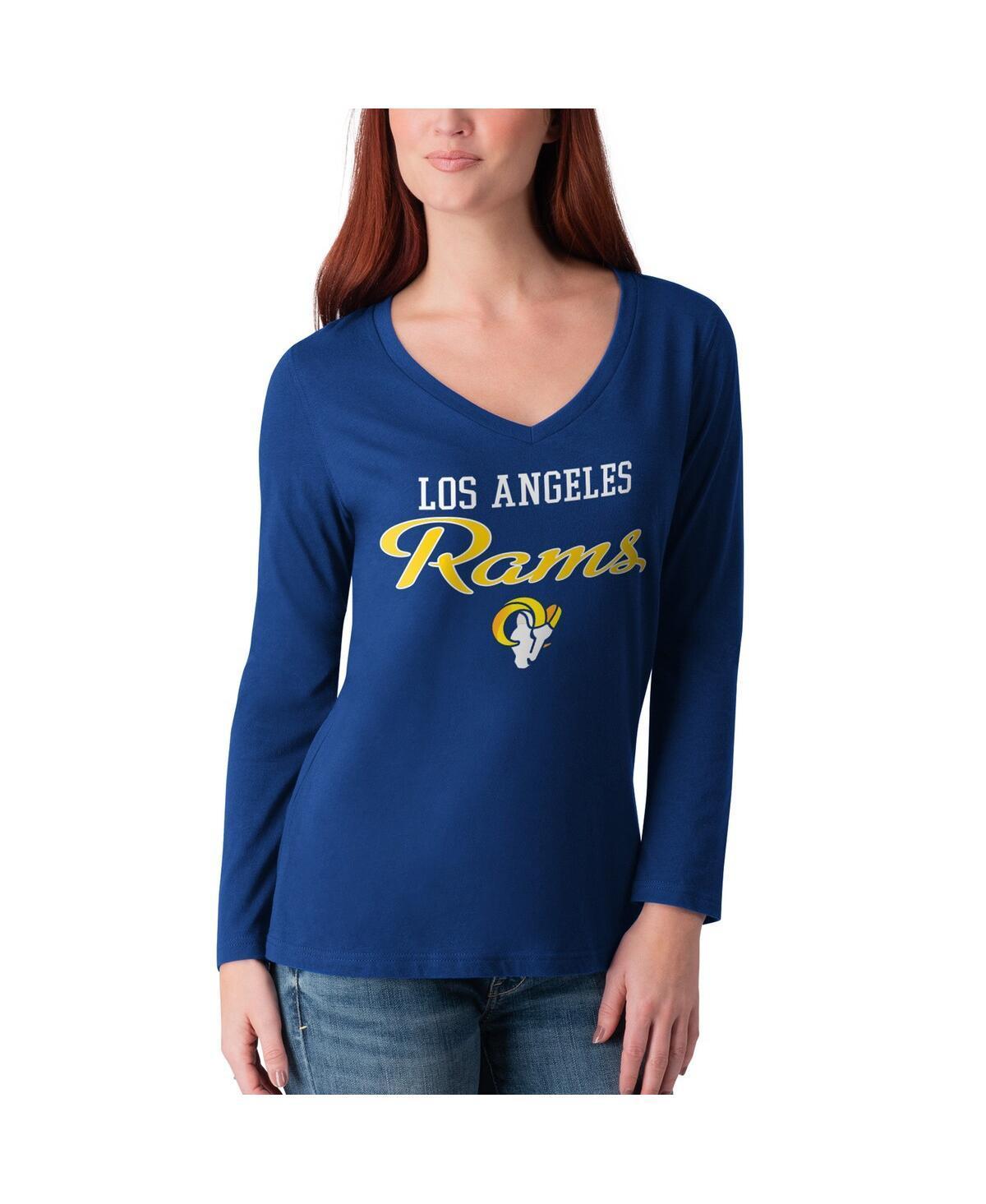 Women's G-III 4Her by Carl Banks Royal Los Angeles Rams Post Season Long Sleeve V-Neck T-Shirt Product Image