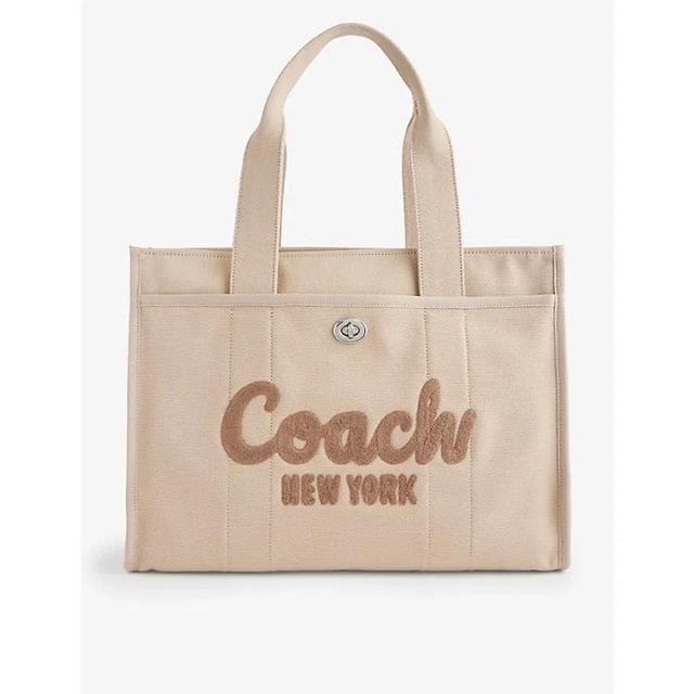 COACH Logo-embroidered Canvas Tote Bag In Natural Product Image