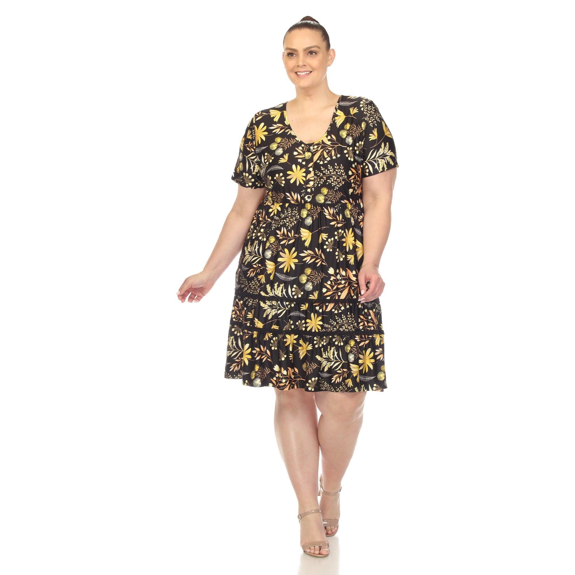 Floral Short Sleeve Knee Length Dress - Plus Product Image