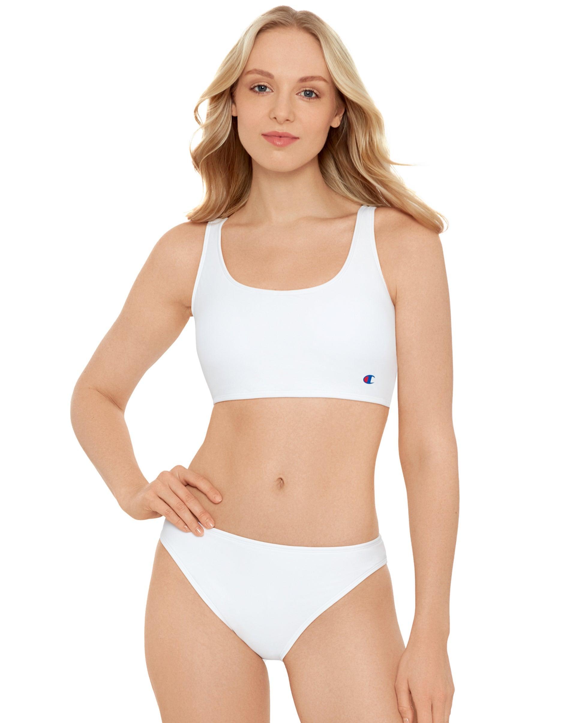 Womens Champion Longline Tank Bathing Suit Top, Striped Print, C Logo White L product image