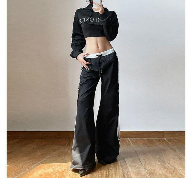 Low Waist Color-Block Boot-Cut Sweatpants Product Image