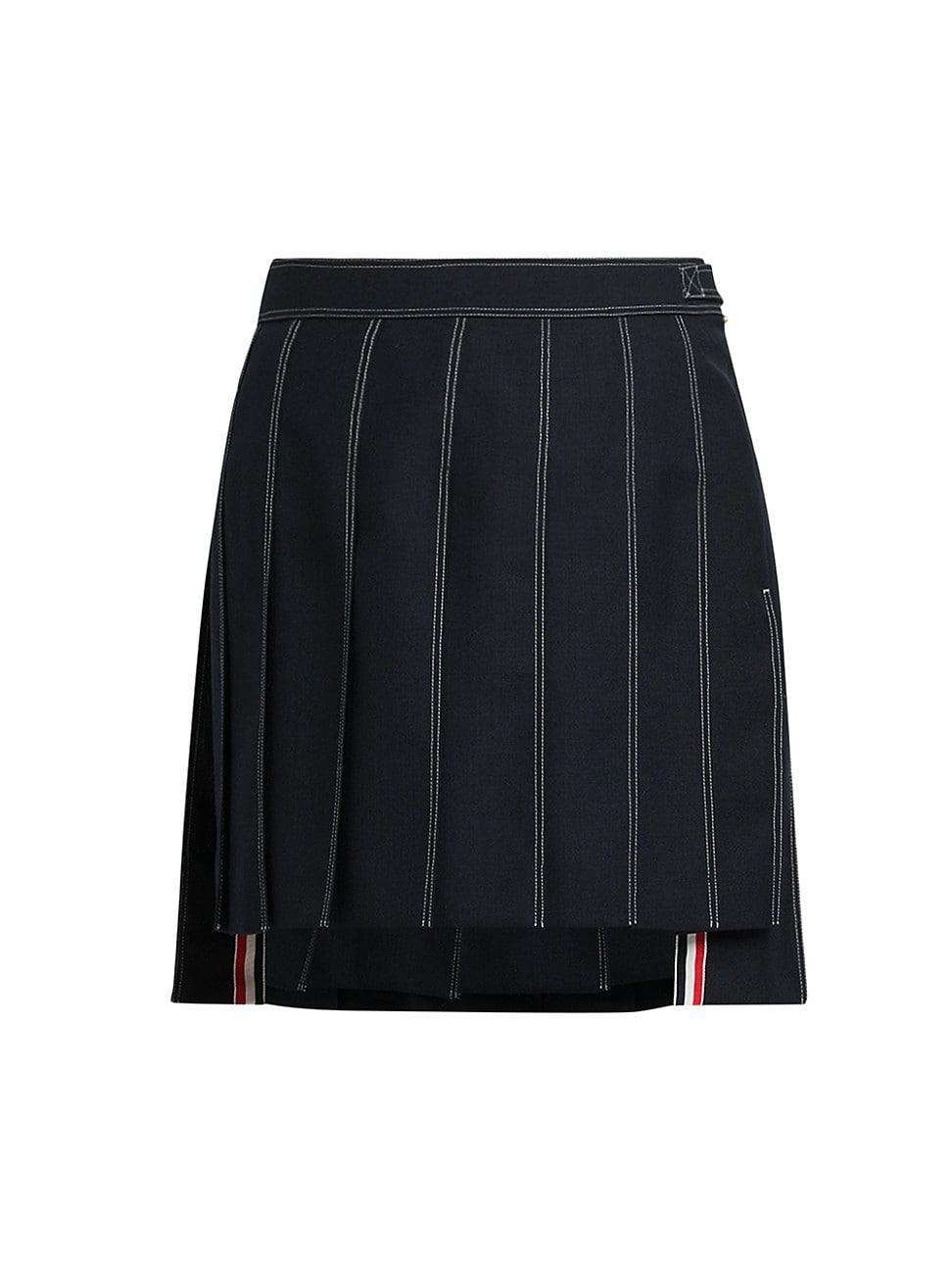 Womens Step-Hem Wool Pleated Miniskirt Product Image