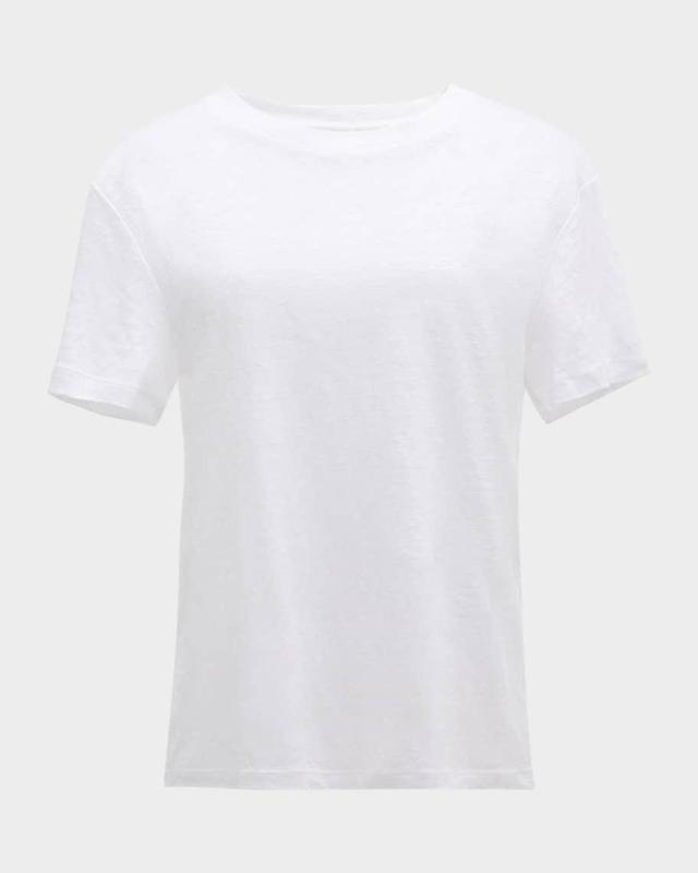 Drop-Shoulder Linen Crewneck Short-Sleeve T-Shirt Product Image