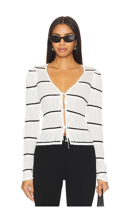 Lovers and Friends Tanya Cardigan in Cream & Black Stripe Product Image