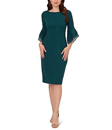 Adrianna Papell Knit Crepe Tiered Sleeve Dress Product Image