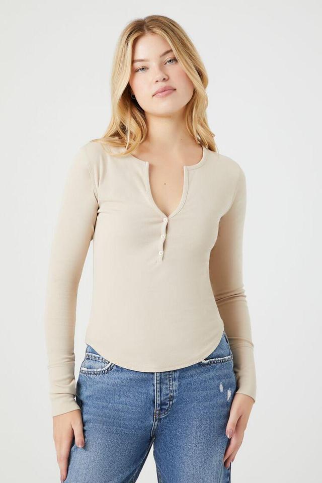 Curved-Hem Henley Top | Forever 21 Product Image