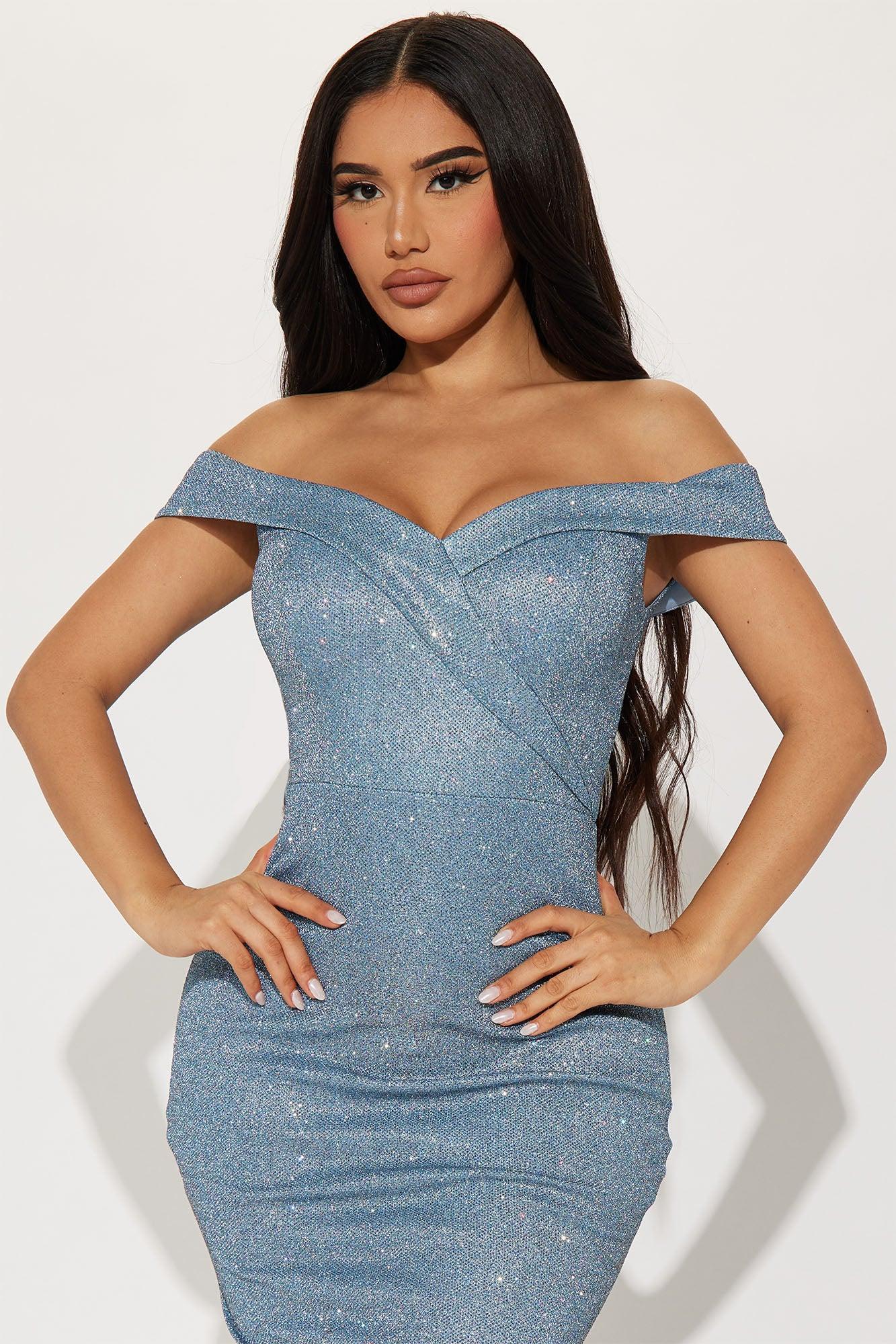 Annika Glitter Gown - Light Blue Product Image