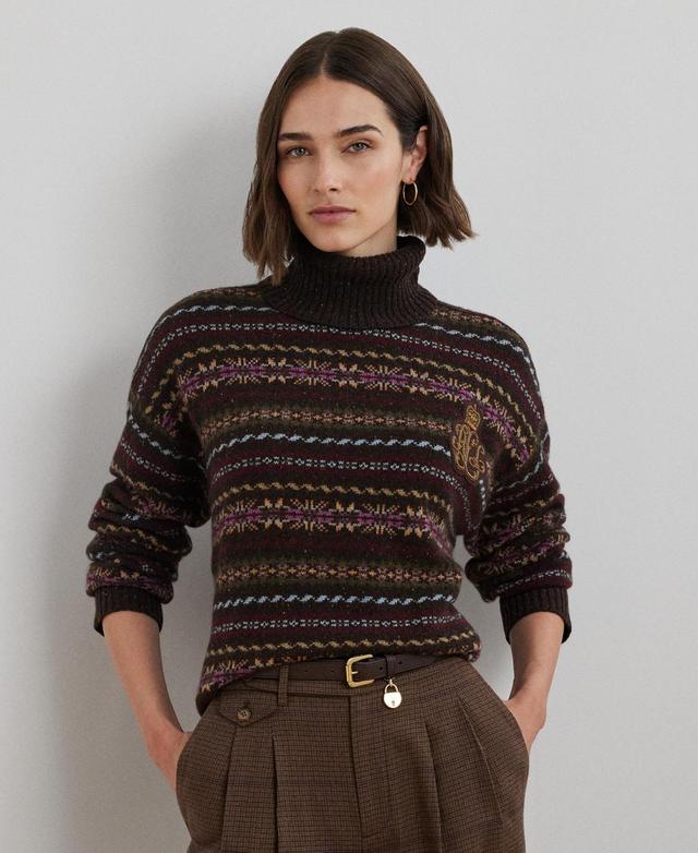 Lauren Ralph Lauren Womens Fair Isle Wool-Blend Turtleneck Sweater Product Image