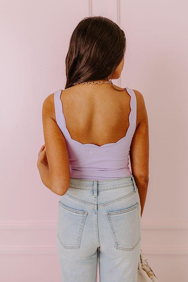 All In Stride Scalloped Bodysuit In Lavender Product Image