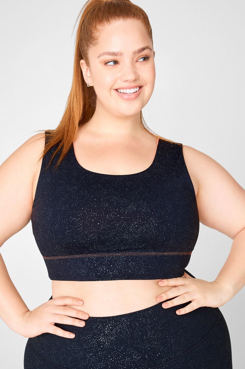 Fabletics Harlow Reversible Medium Impact Sports Bra Womens black plus Size 4X Product Image