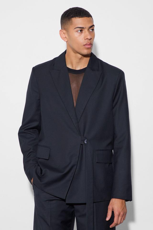 Strap Detail Oversized Blazer | boohooMAN USA Product Image