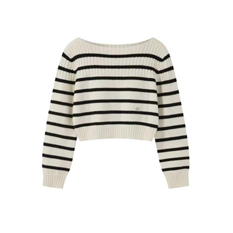 Boat Neck Striped Sweater Product Image