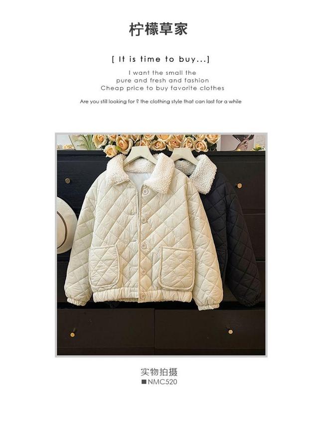 Fleece-Collar Quilted Jacket Product Image