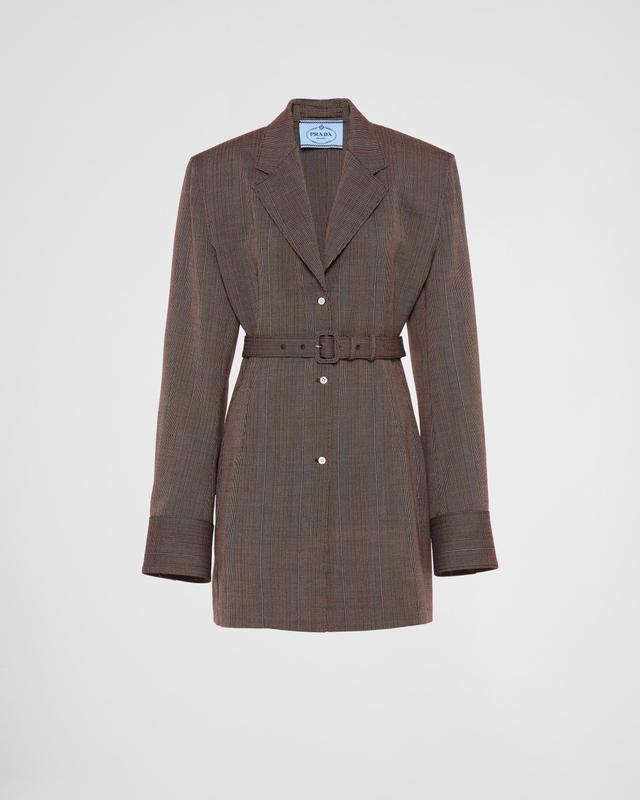 Single-breasted pinstripe wool jacket Product Image