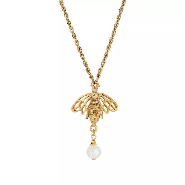 1928 Gold Tone Crystal Bee Pendant Necklace, Womens, Yellow Product Image