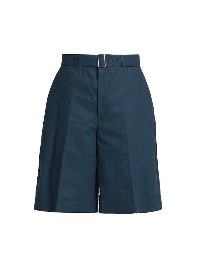 Mens Linen Belted Trouser Shorts Product Image