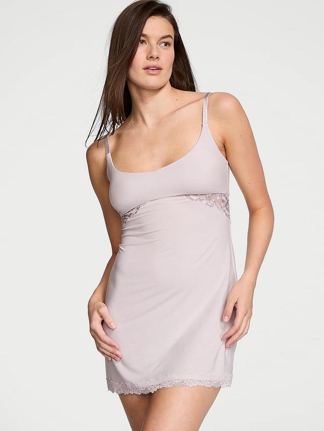 Modal Lace-Trim Sweetheart Slip Dress Product Image