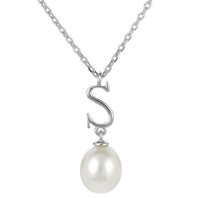 PearLustre by Imperial Sterling Silver Freshwater Cultured Pearl Initial Pendant Necklace, Womens Product Image