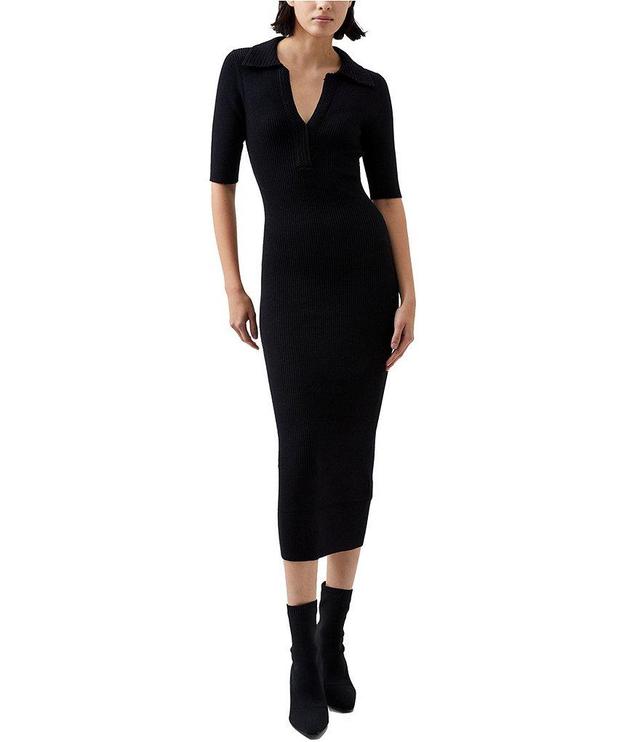 French Connection V-Neck Short Sleeve Midi Dress Product Image