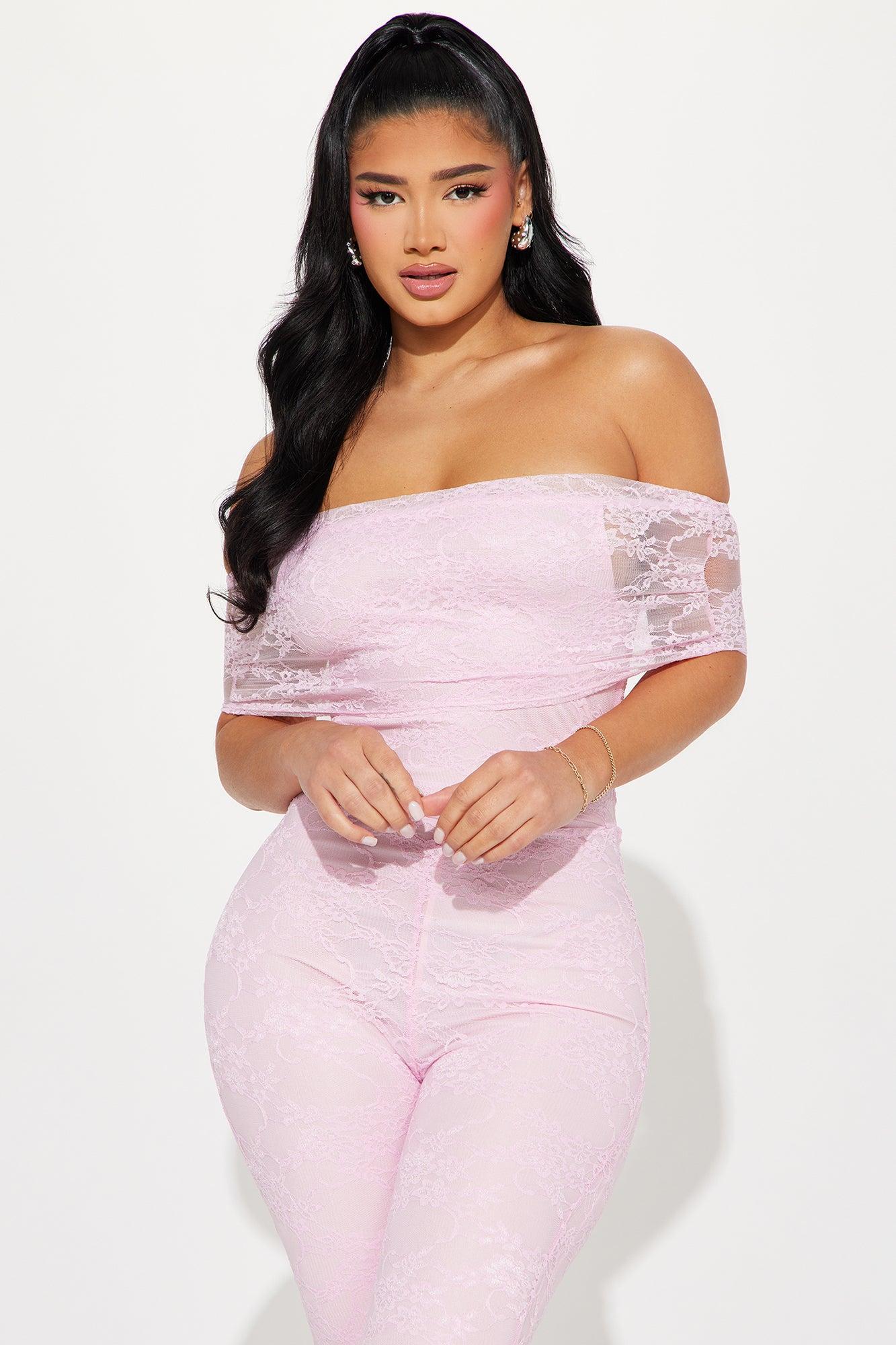 Could Be Loved Lace Jumpsuit - Pink Product Image