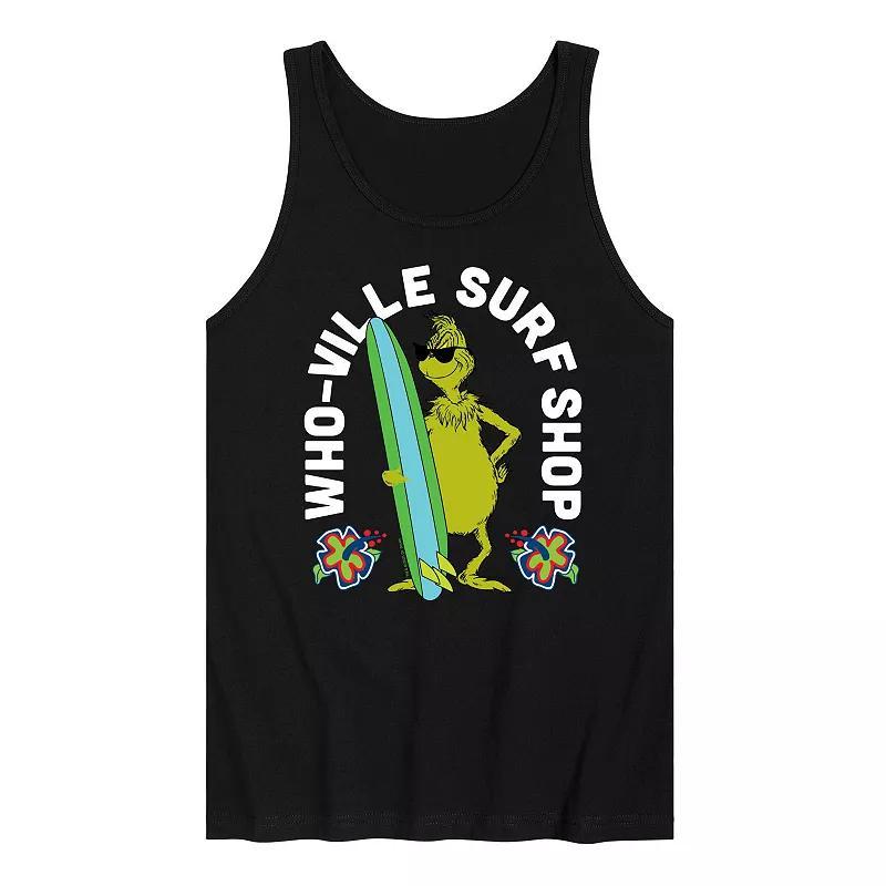 Mens Dr. Seuss The Grinch Whoville Surf Shop Graphic Tank Top Product Image