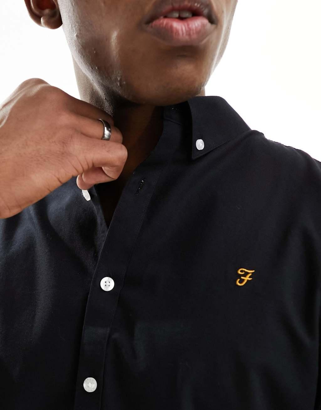 Farah Brewer long sleeve shirt in black Product Image