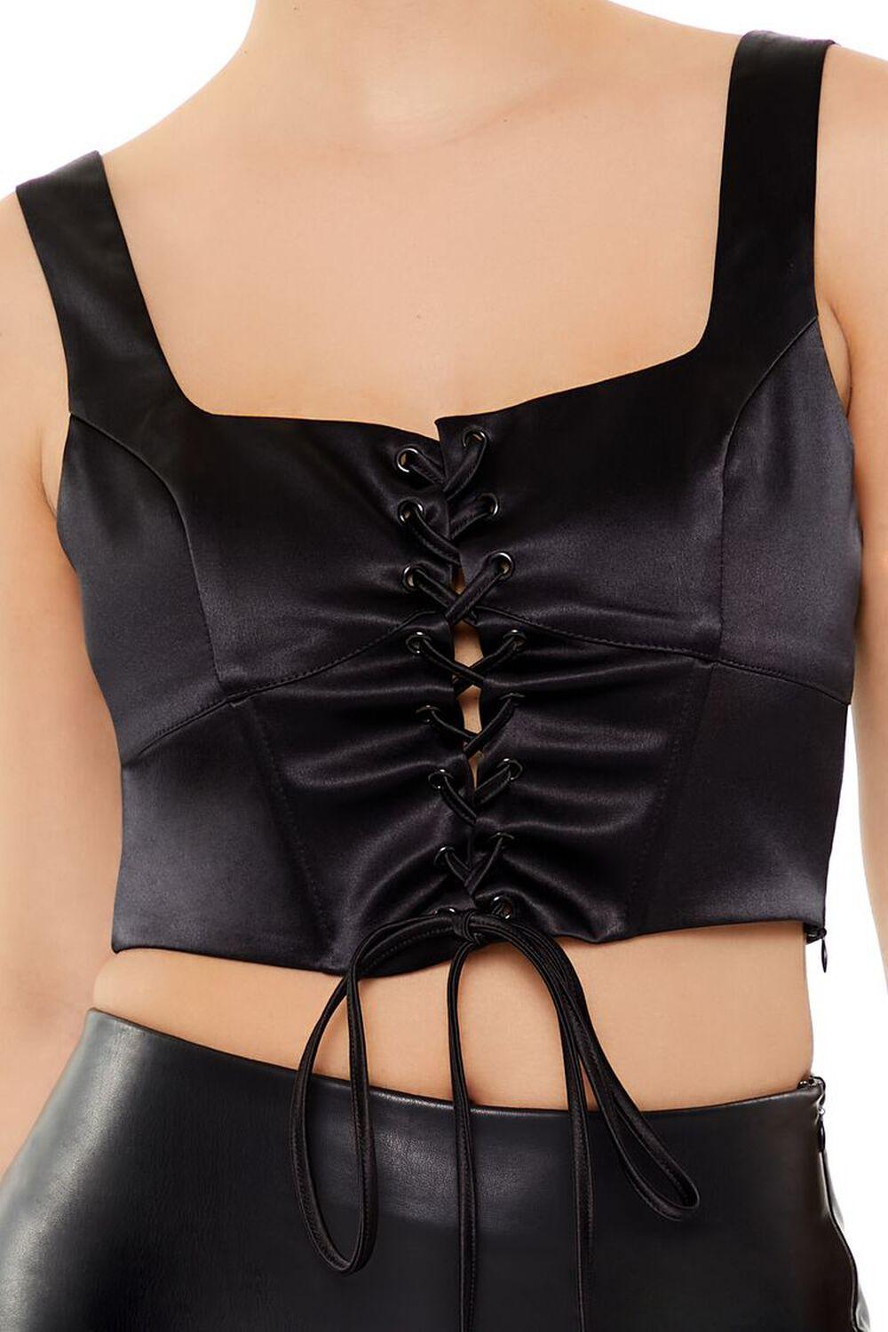 Satin Lace-Up Crop Top | Forever 21 Product Image