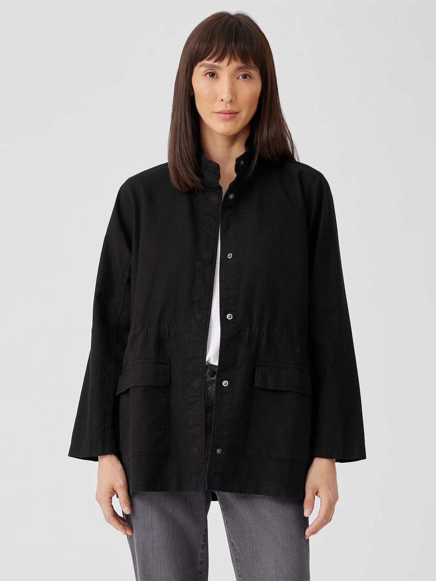 Cotton Hemp Stretch Stand Collar Jacket Product Image